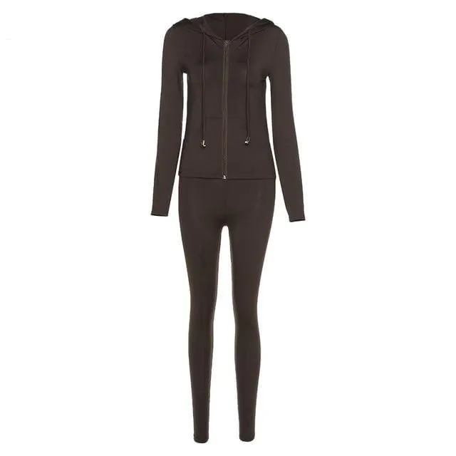 Sporty Figure Hugging Tracksuit Set