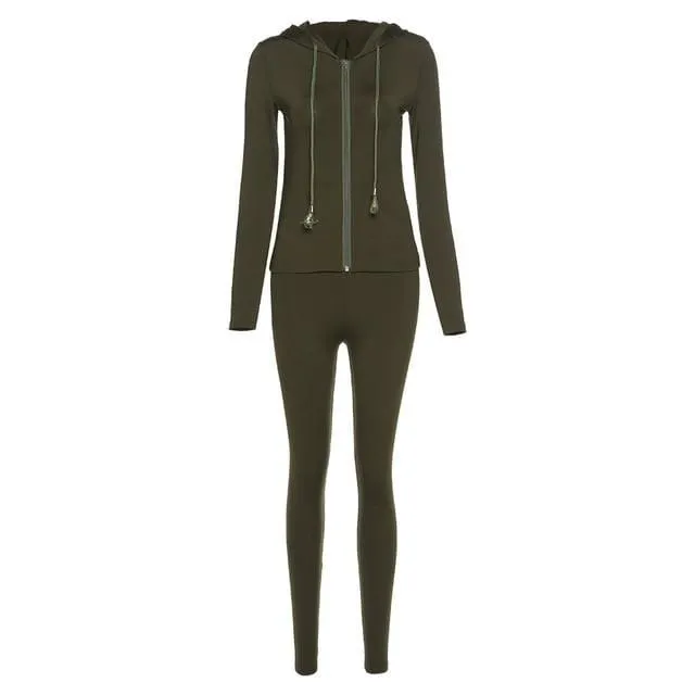 Sporty Figure Hugging Tracksuit Set