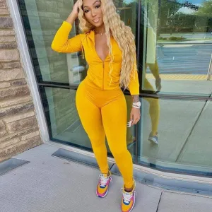 Sporty Figure Hugging Tracksuit Set