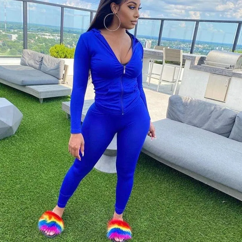 Sporty Figure Hugging Tracksuit Set