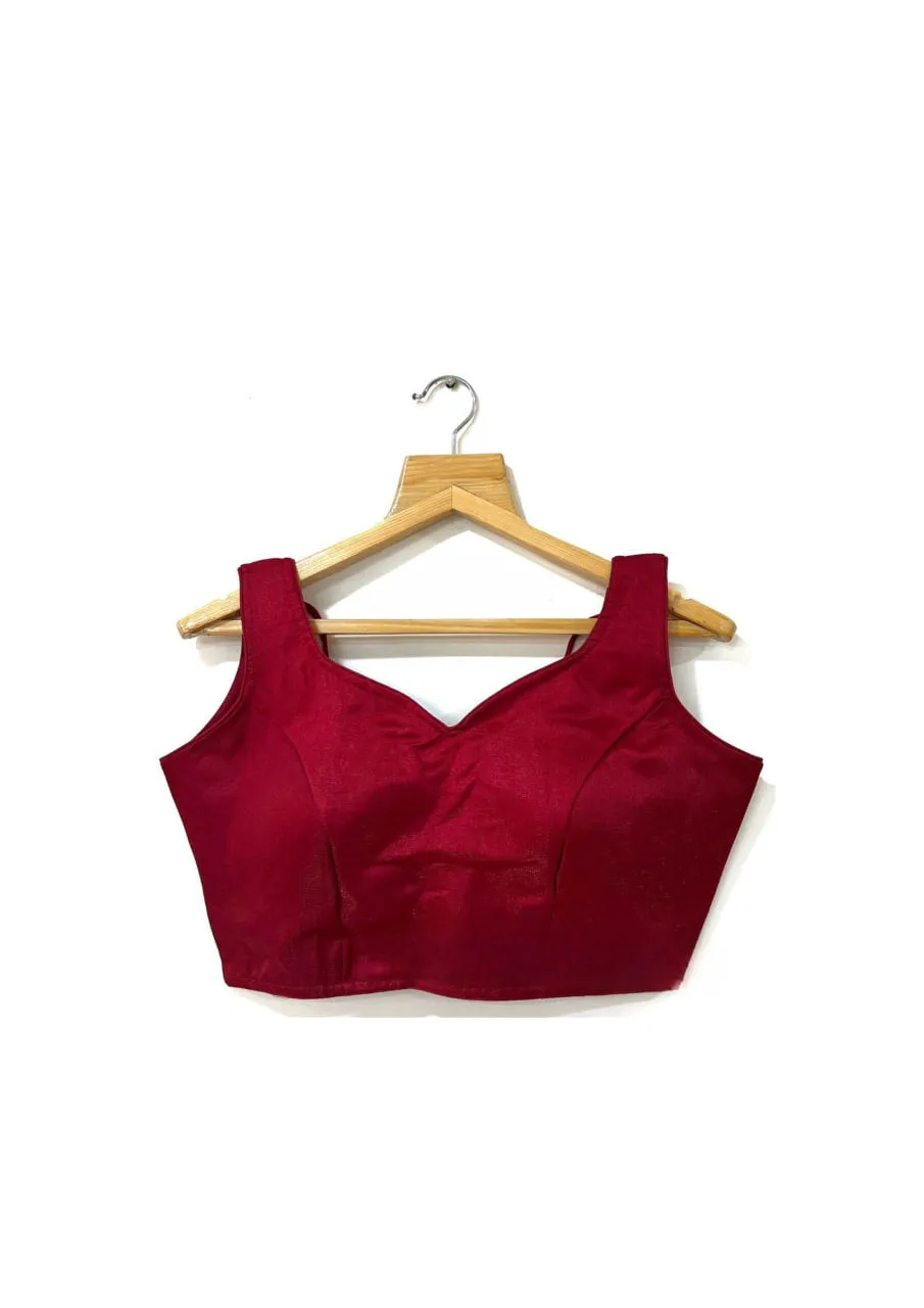 Stunning Maroon Color Fancy Milan Silk Readymade Blouse For Women
