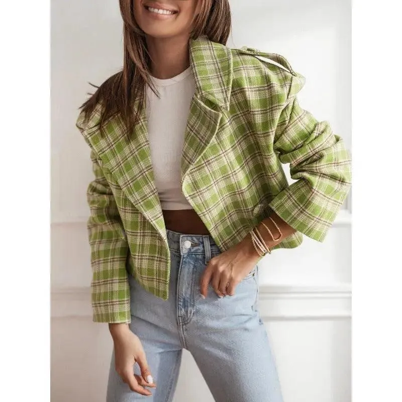 Tailored Plaid Woolen Coat