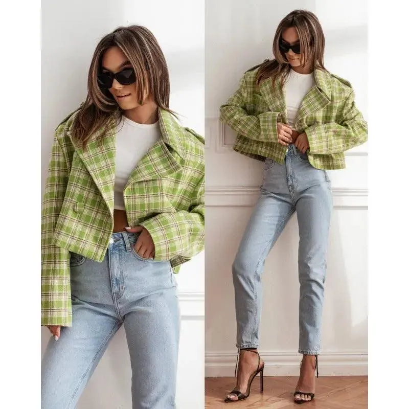Tailored Plaid Woolen Coat