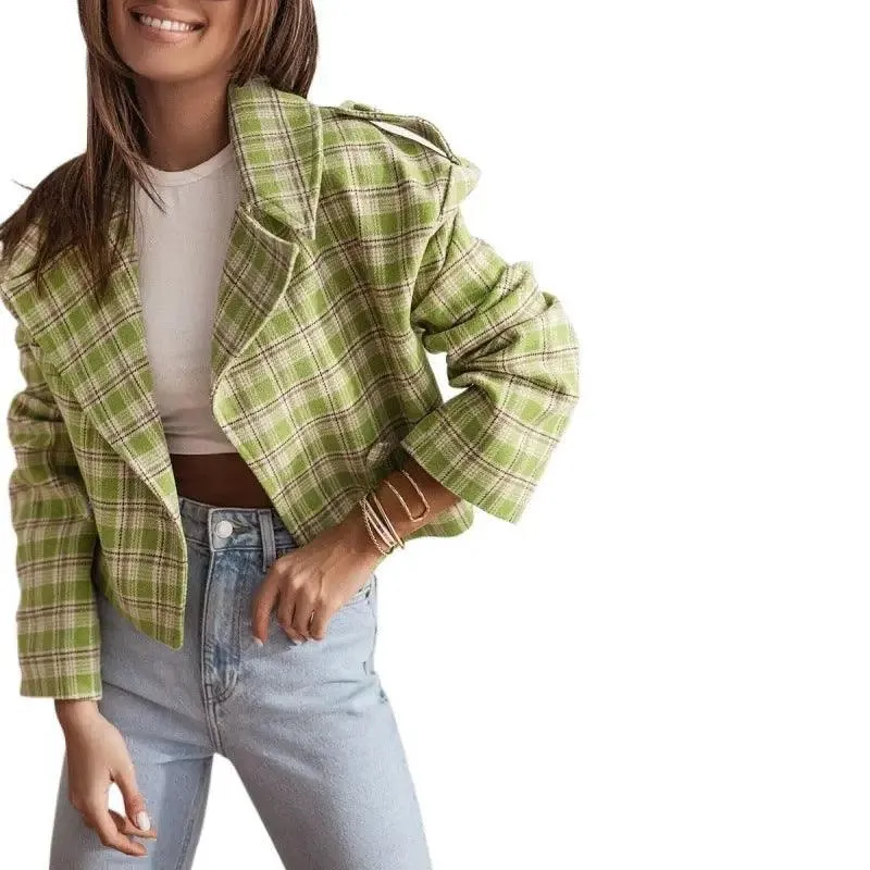 Tailored Plaid Woolen Coat