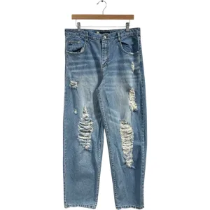 Vintage Kikly Distressed Straight Leg Denim Jeans 33 x 32