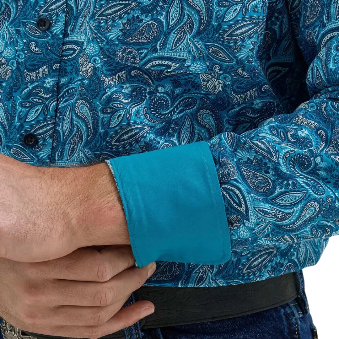 Wrangler Men's George Strait Teal Shirt