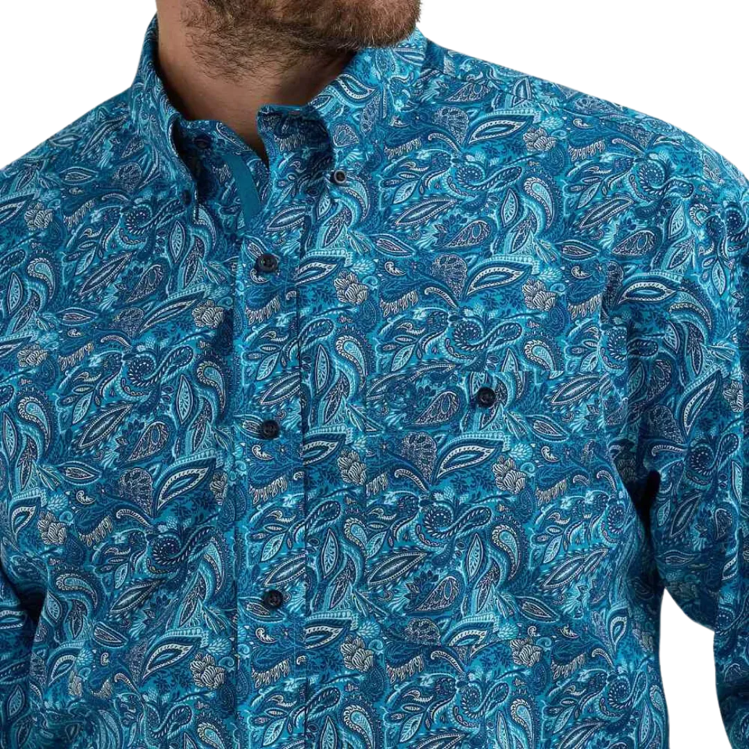 Wrangler Men's George Strait Teal Shirt