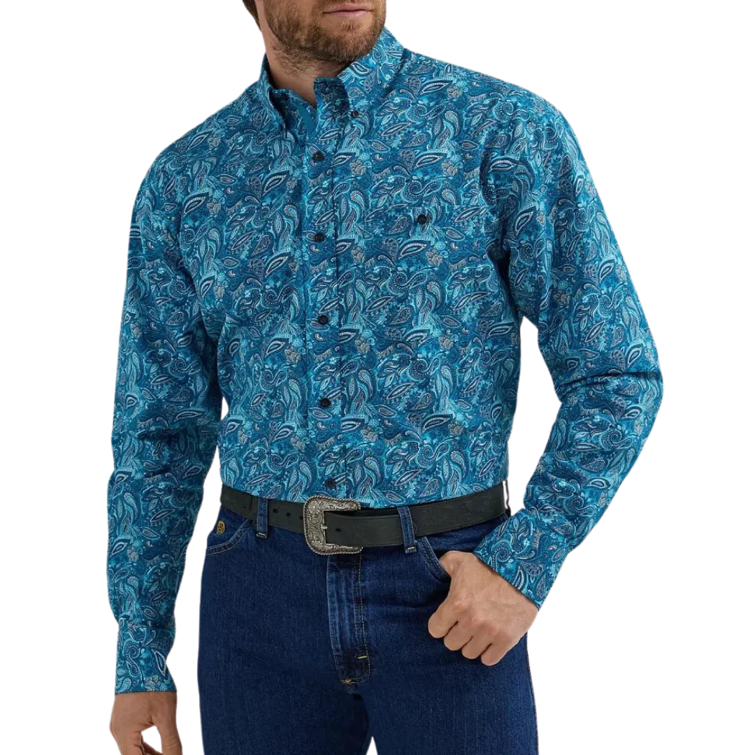 Wrangler Men's George Strait Teal Shirt